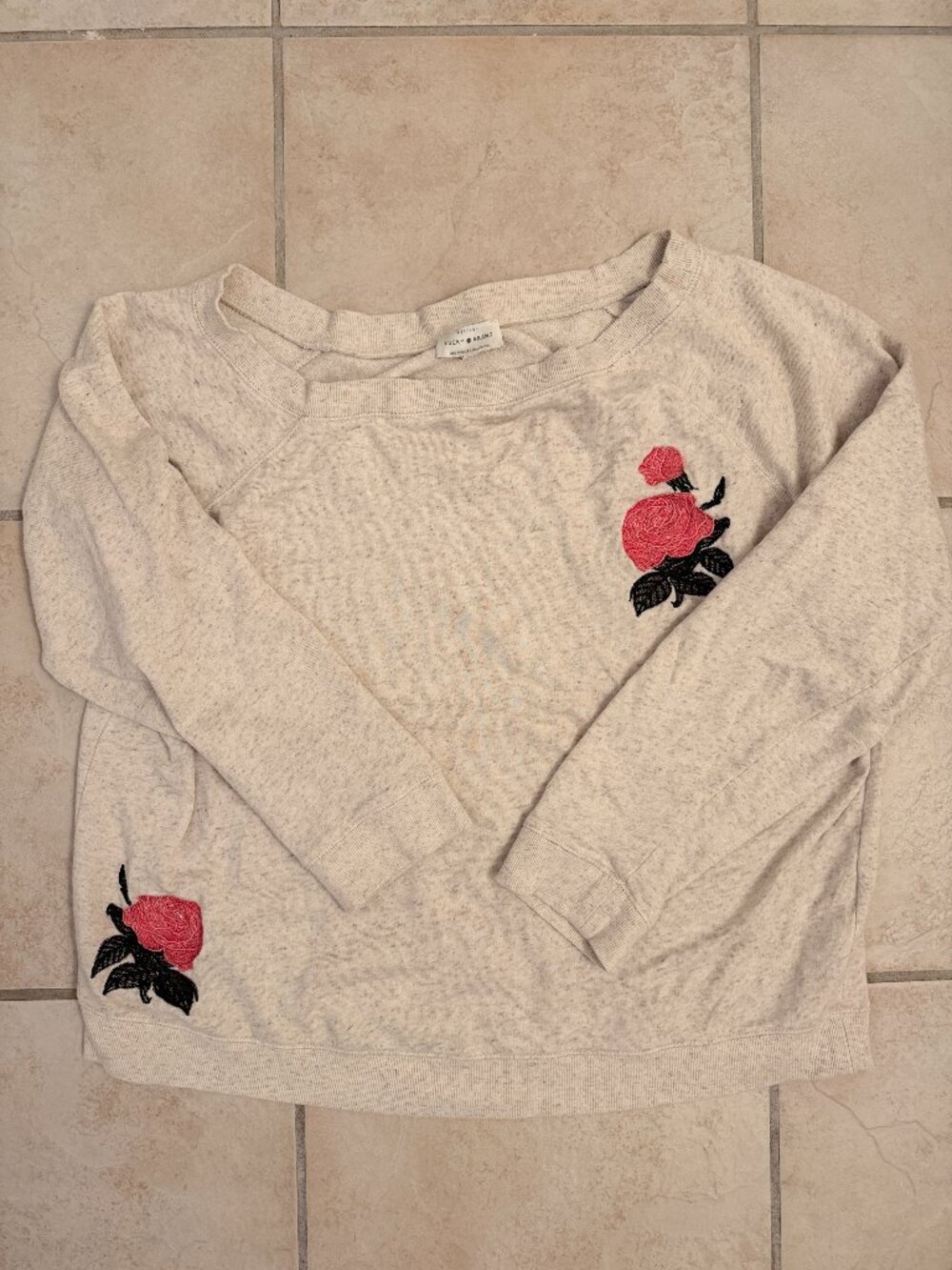 Lucky Brand Embroidered Rose Sweatshirt, XL